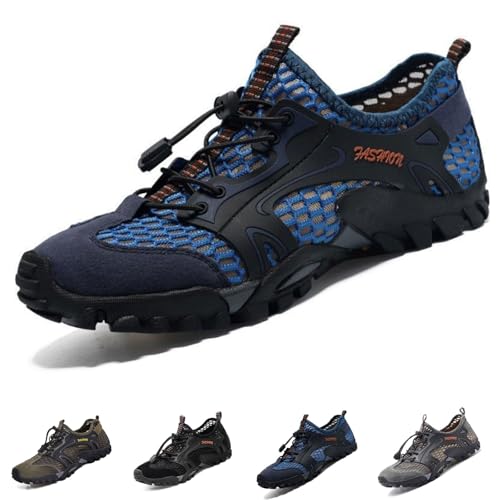 FJZFXKZL Kangoosport Herren-Barfußschuhe aus atmungsaktivem Mesh mit Rutschfester Sohle,schnelltrocknende Wasserschuhe for Herren(Blue,44 EU) von FJZFXKZL