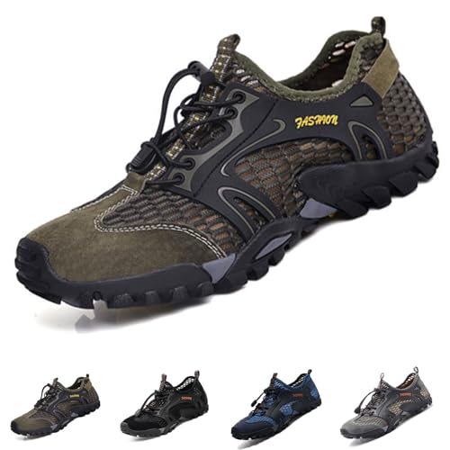 FJZFXKZL Kangoosport Herren-Barfußschuhe aus atmungsaktivem Mesh mit Rutschfester Sohle,schnelltrocknende Wasserschuhe for Herren(Green,41 EU) von FJZFXKZL