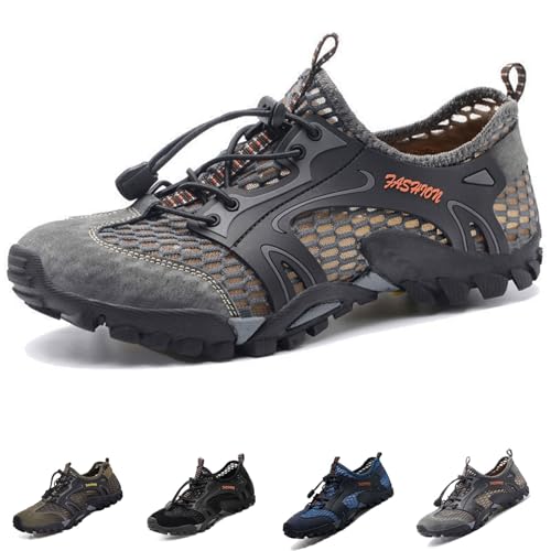 FJZFXKZL Kangoosport Herren-Barfußschuhe aus atmungsaktivem Mesh mit Rutschfester Sohle,schnelltrocknende Wasserschuhe for Herren(Grey,42 EU) von FJZFXKZL