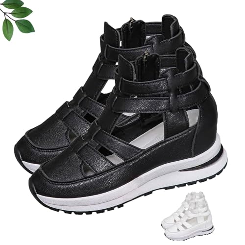FJZFXKZL Northend Orthopädische Sandalen for Damen, 2025 Neue seitliche Reißverschluss Bequeme leichte Keilsandalen(Black,38 EU) von FJZFXKZL