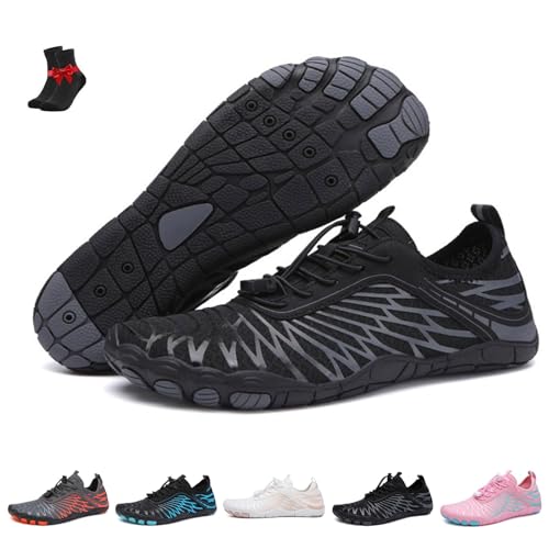 FJZFXKZL Ongitecoude Erdungsschuhe mit Kupfer, Wasserschuhe, leichte, atmungsaktive Yoga-Barfußschuhe, Wanderschuhe(Black,41 EU) von FJZFXKZL