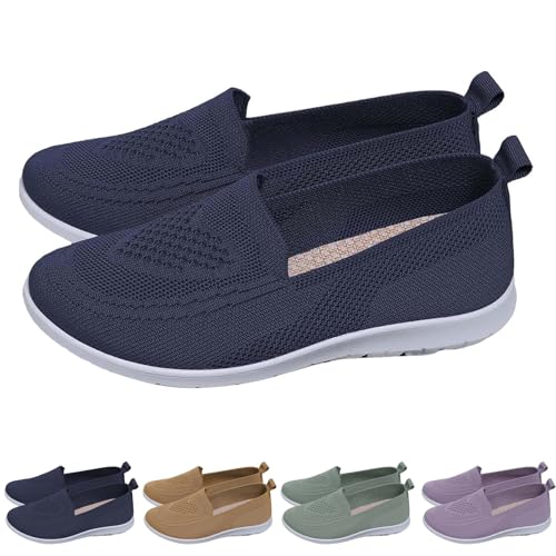FJZFXKZL Orthopädische Damenschuhe for den Sommer, leichtes Mesh, weich, rutschfest, mit Fußgewölbeunterstützung, Slip-On-GEH-Sneakers(Blue,40 EU) von FJZFXKZL