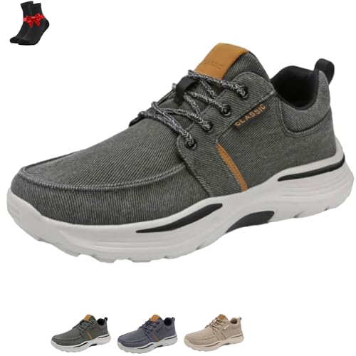 FJZFXKZL Orthopädische Schuhe for Herren, Slip-On-Loafer for Herren im Freien, Wanderschuhe, bequeme, rutschfeste Plateau-Sneaker(Grey,40 EU) von FJZFXKZL