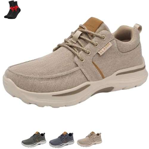 FJZFXKZL Orthopädische Schuhe for Herren, Slip-On-Loafer for Herren im Freien, Wanderschuhe, bequeme, rutschfeste Plateau-Sneaker(Khaki,45 EU) von FJZFXKZL