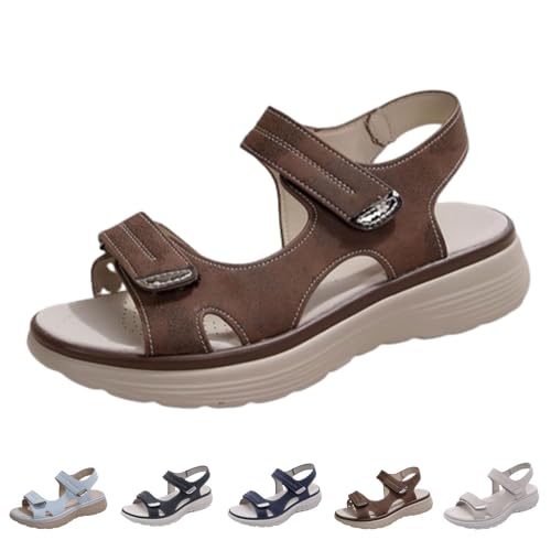 FJZFXKZL Orthopädische Sportsandalen for Damen, bequeme orthopädische Erholungssandale mit weiter Passform, elegant(Brown,38 EU) von FJZFXKZL