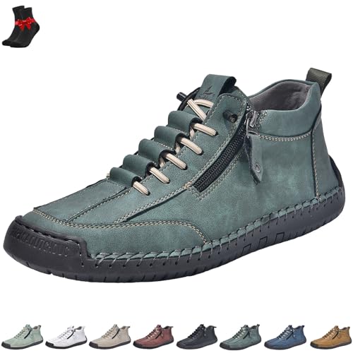 FJZFXKZL Rutschfeste Leder-Loafer for Herren, Alpaka-Barfußschuhe, Outdoor-Freizeit-Sneaker, Slip-On-Abendschuhe for Gehen(Dark green,40 EU) von FJZFXKZL