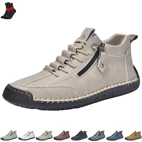 FJZFXKZL Rutschfeste Leder-Loafer for Herren, Alpaka-Barfußschuhe, Outdoor-Freizeit-Sneaker, Slip-On-Abendschuhe for Gehen(Off-white,43 EU) von FJZFXKZL