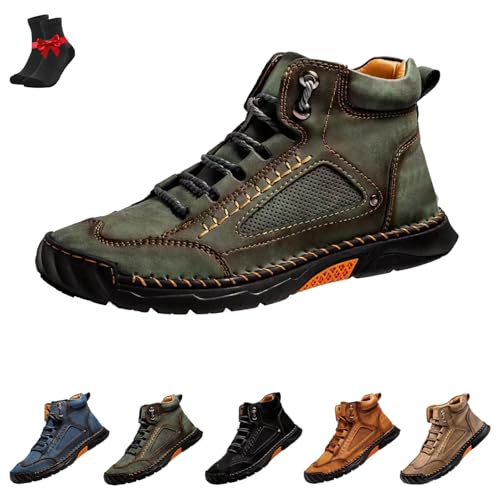 FJZFXKZL Sawbehind Herrenstiefel, Bequemer handgefertigter Lederstiefel for Herren,Breiter bequemer handgefertigter Lederstiefel(Green,39 EU) von FJZFXKZL