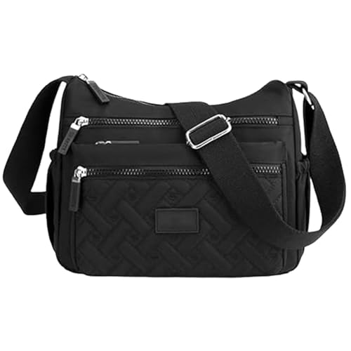 FJZFXKZL Scheinbare Umhängetasche, Umhängetasche aus Nylon, Reisehandtasche for Damen, Umhängetaschen mit mehreren Taschen und(Black) von FJZFXKZL