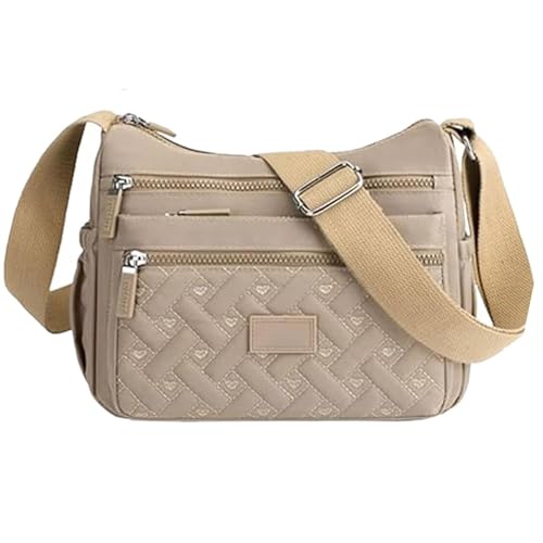 FJZFXKZL Scheinbare Umhängetasche, Umhängetasche aus Nylon, Reisehandtasche for Damen, Umhängetaschen mit mehreren Taschen und(Khaki) von FJZFXKZL