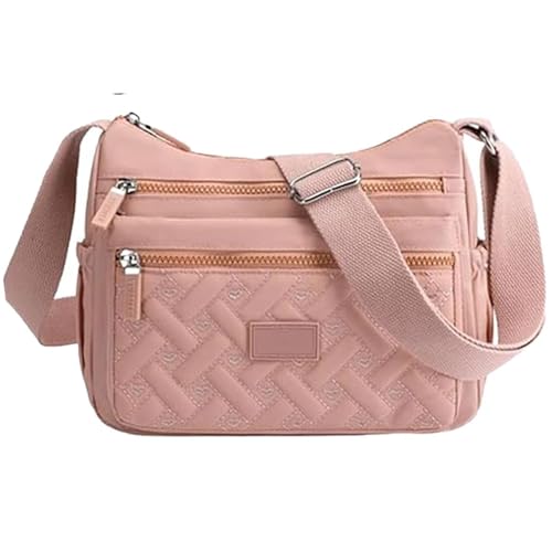 FJZFXKZL Scheinbare Umhängetasche, Umhängetasche aus Nylon, Reisehandtasche for Damen, Umhängetaschen mit mehreren Taschen und(Pink) von FJZFXKZL