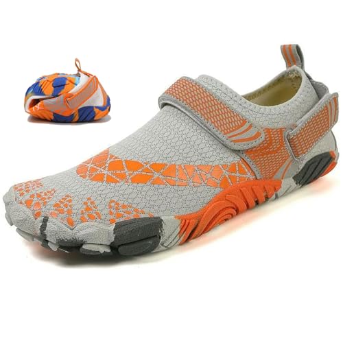 FJZFXKZL Sommer-Wasserschuhe, Wasserschuhe for Herren, schnelltrocknende Barfuß-Fluss-Wanderschuhe，Watschuhe,Schwimmen(Gray,36 EU) von FJZFXKZL