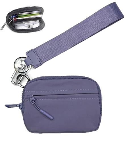 FJZFXKZL The Iris' Wallet, The Iris' Wallet 2nd Gen, The Iris Pouch Wristlet，Zippered Card Case Clutch with Keychain ID Window(Purple) von FJZFXKZL