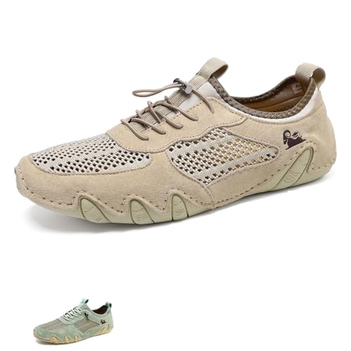 FJZFXKZL Vogany Schuhe for Damen, Mesh-Schuhe, orthopädische Sneakers for Damen, rutschfeste, leichte Halbschuhe, Wanderschuhe(Khaki,45 EU) von FJZFXKZL