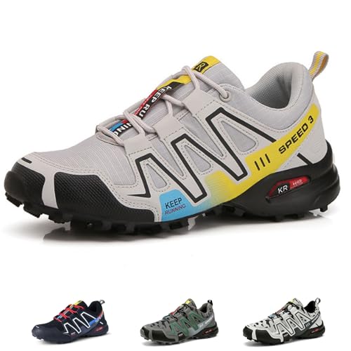 FJZFXKZL Wanderschuhe for Damen und Herren, orthopädische Wander-Sneaker,rutschfeste Kletterstiefel mit breiter Zehenpartie(905 Light Gray,45 EU) von FJZFXKZL