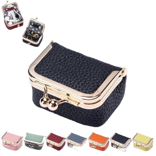 Mini Jewelry Case, Mini Coin Purse, Leather Mini Jewelry Box,Organizer for Women,Mini Jewelry Travel Case,jewelry Case Organizer With Kiss Lock for Ring Earring Necklace, Chic Mini PU Leather Wallet F von FJZFXKZL