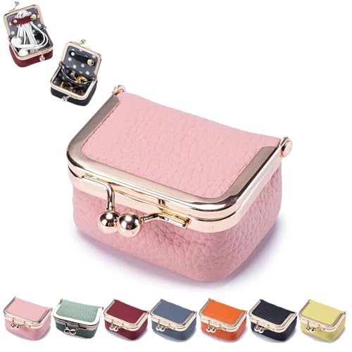 Mini Jewelry Case, Mini Coin Purse, Leather Mini Jewelry Box,Organizer for Women,Mini Jewelry Travel Case,jewelry Case Organizer With Kiss Lock for Ring Earring Necklace, Chic Mini PU Leather Wallet F von FJZFXKZL