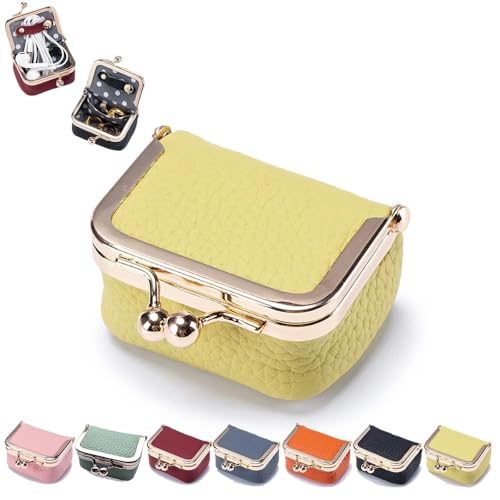Mini Jewelry Case, Mini Coin Purse, Leather Mini Jewelry Box,Organizer for Women,Mini Jewelry Travel Case,jewelry Case Organizer With Kiss Lock for Ring Earring Necklace, Chic Mini PU Leather Wallet F von FJZFXKZL