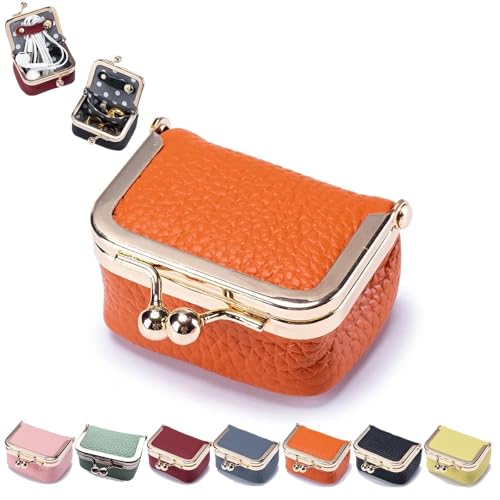Mini Jewelry Case, Mini Coin Purse, Leather Mini Jewelry Box,Organizer for Women,Mini Jewelry Travel Case,jewelry Case Organizer With Kiss Lock for Ring Earring Necklace, Chic Mini PU Leather Wallet F von FJZFXKZL