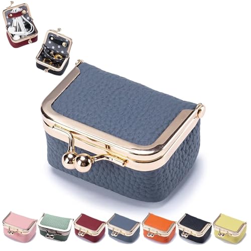 Mini Jewelry Case, Mini Coin Purse, Leather Mini Jewelry Box,Organizer for Women,Mini Jewelry Travel Case,jewelry Case Organizer With Kiss Lock for Ring Earring Necklace, Chic Mini PU Leather Wallet F von FJZFXKZL