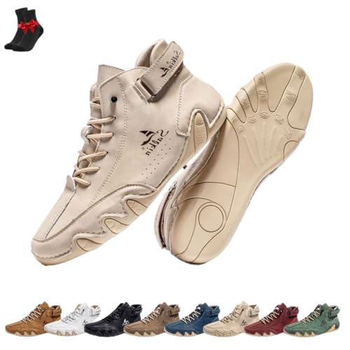 Vogany Shoes Orthopädische Sneakers Damen und Herren,Hohe Wanderschuhe,Atmungsaktive Barfußschuhe(Beige,44 EU) von FJZFXKZL
