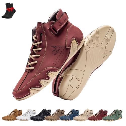 Vogany Shoes Orthopädische Sneakers Damen und Herren,Hohe Wanderschuhe,Atmungsaktive Barfußschuhe(Red,39 EU) von FJZFXKZL