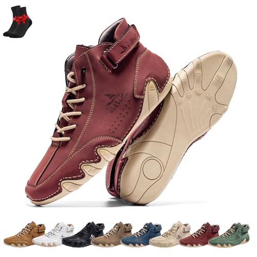 Vogany Shoes Orthopädische Sneakers Damen und Herren,Hohe Wanderschuhe,Atmungsaktive Barfußschuhe(Red,40 EU) von FJZFXKZL