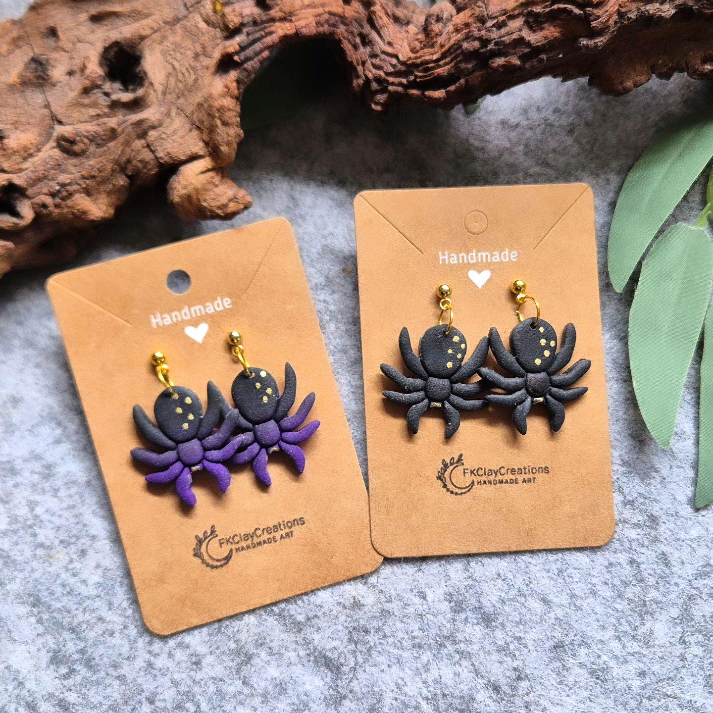 Polymer Clay Halloween Ohrringe Spider/Halloween Polymerton Ohrringe/ Edelstahl/ Nickelfrei von FKClayCreations