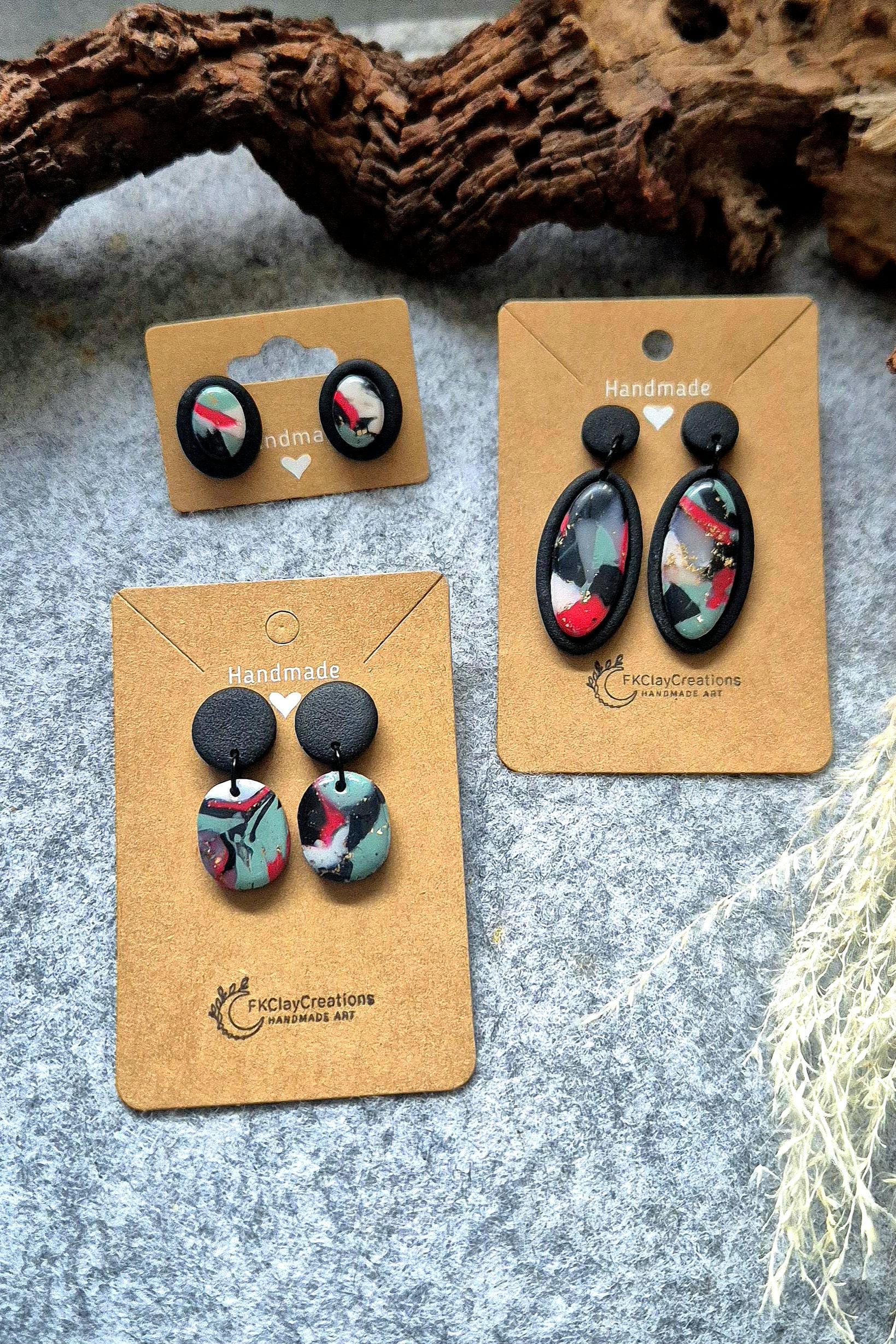 Polymer Clay Ohrring Kollektion "Gemma"/ Polymerton Ohrringe/ Hängeohrringe/ Ohrstecker/ Edelstahl/ Nickelfrei von FKClayCreations