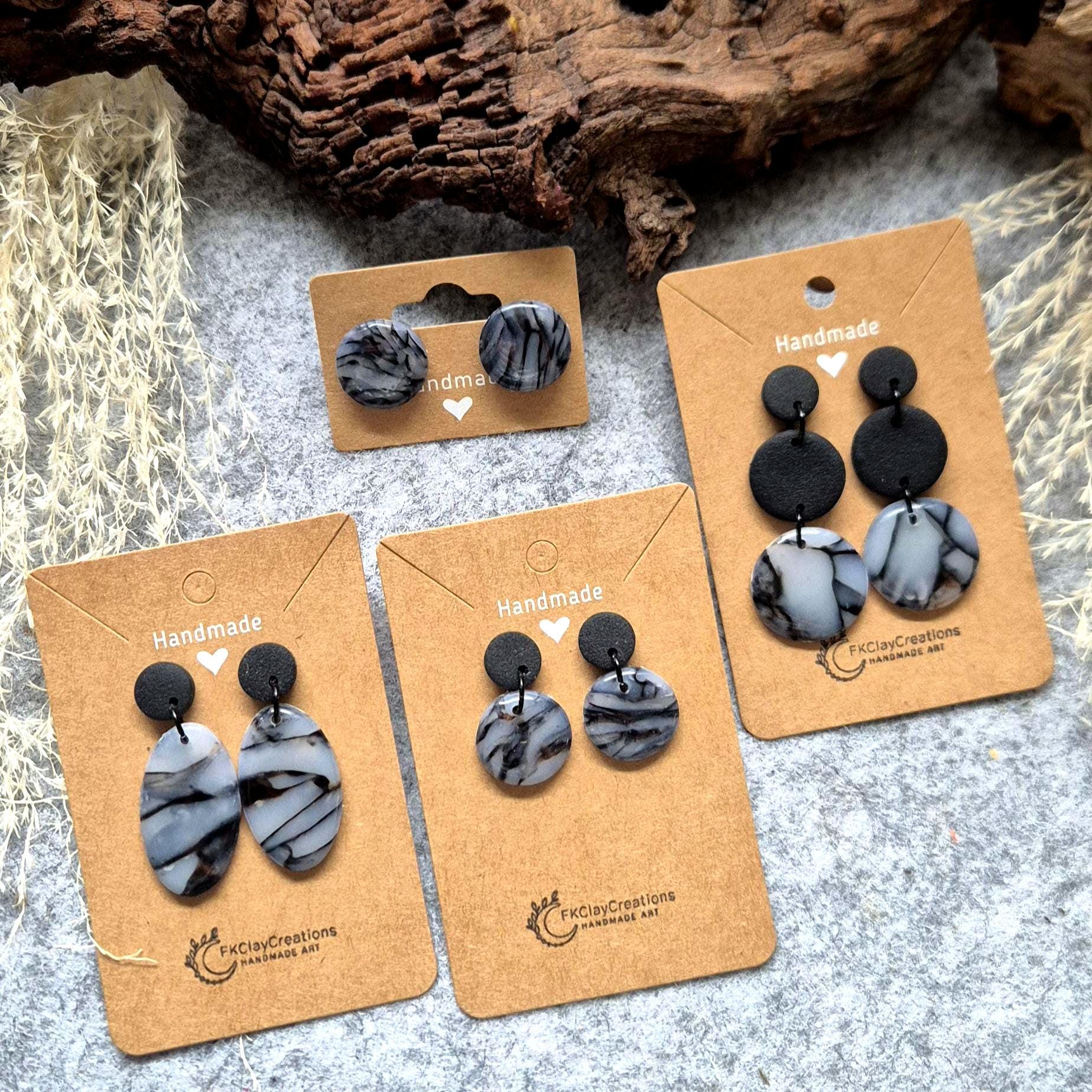 Polymer Clay Ohrring Kollektion "Night & Day "/ Polymerton Ohrringe/ Handgearbeitet/ Hängeohrringe/ Ohrstecker/ Edelstahl/ Nickelfrei von FKClayCreations