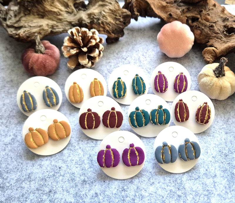 Polymer Clay Ohrstecker Kürbis/ Herbstliche Polymerton Ohrstecker/ Kürbis Herbst Edelstahl/ Nickelfrei von FKClayCreations