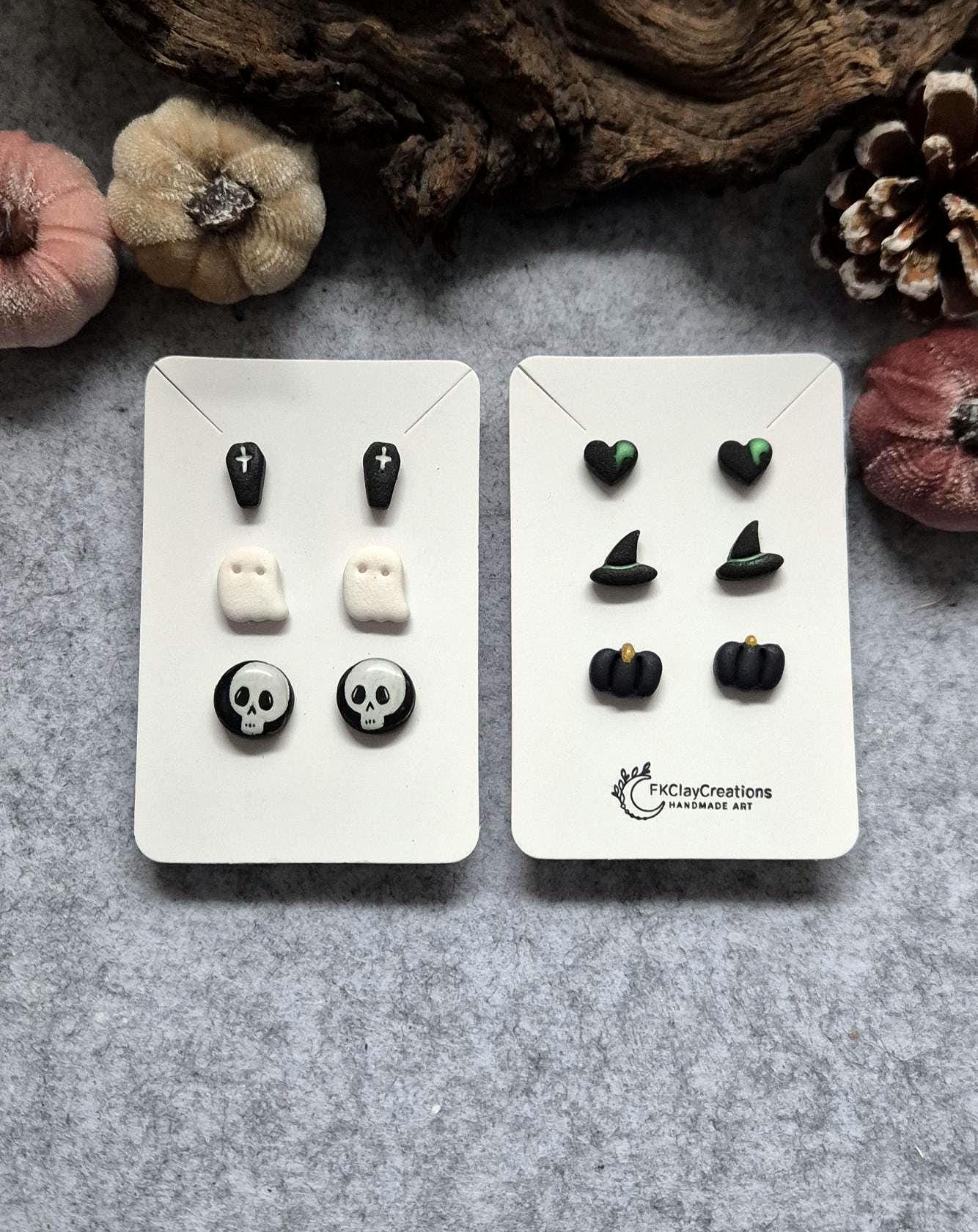 Polymer Clay Ohrstecker Set Halloween/ Polymerton Ohrstecker/ Handgearbeitete Edelstahl/ Nickelfrei von FKClayCreations