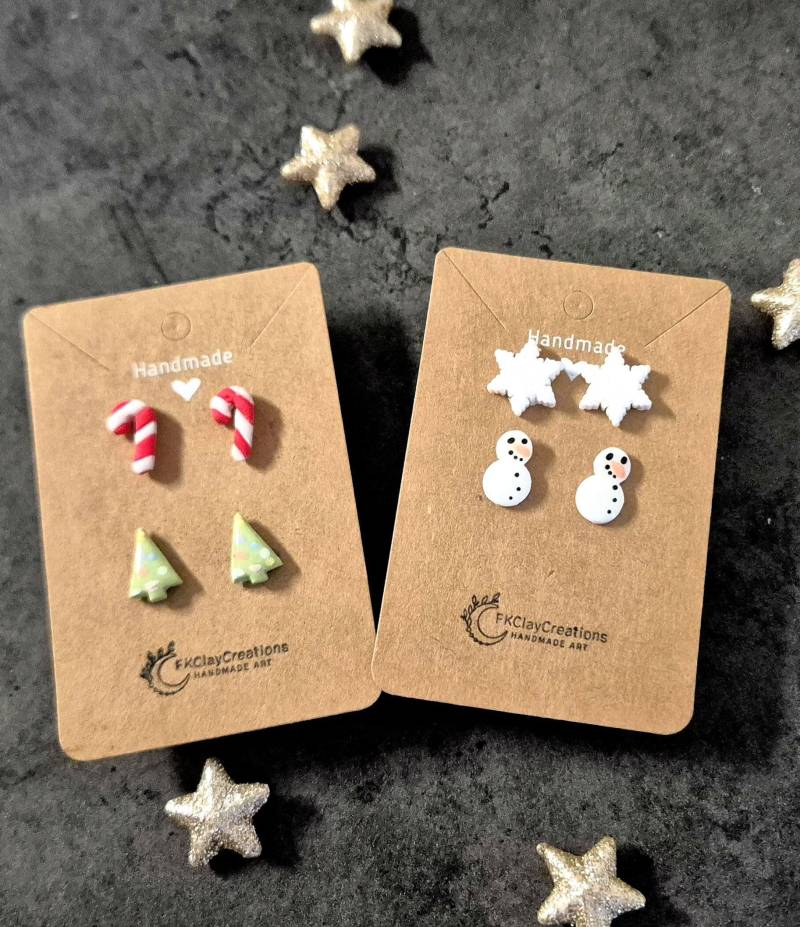 Polymer Clay Ohrstecker Set "Weihnachten", Handgemachte Ton Ohrstecker, 2Er Set, Geschenk von FKClayCreations