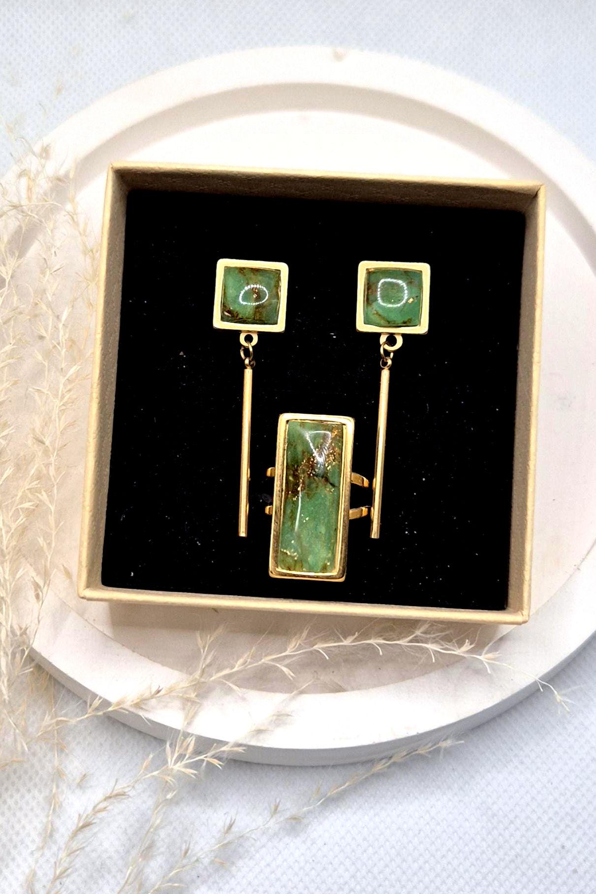 Polymerton Ohrringe/ Polymer Clay Schmuckset/ Edelstahl Vergoldet/ Nickelfrei/ Schmuck Aus/Ring Und Ohrringe von FKClayCreations