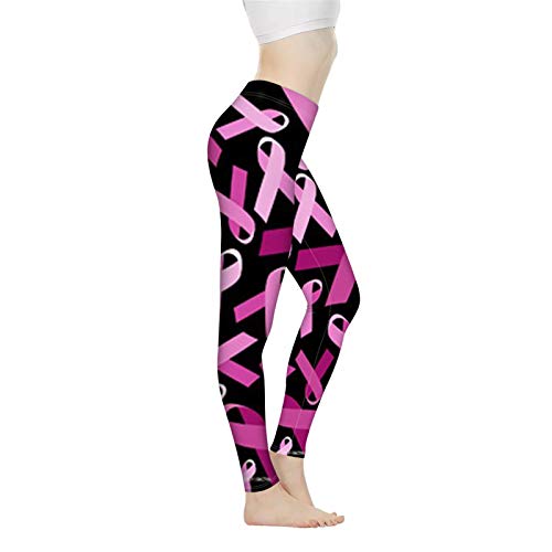 FKELYI Stretch-Leggings für Damen, Yoga-Leggings, schlanke hohe Taille, Workout, Yogahose mit großer Größe, Rosa auf Schwarz, Mittel von FKELYI