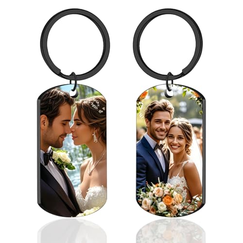 Schlüsselanhänger Personalisiert Schlüsselanhängers mit Foto Gravurtext Personalisierter Schlüsselanhänger Personalisierbare Geschenke für Männer und Freund (Rechteckig Doppelseitig) von FKF