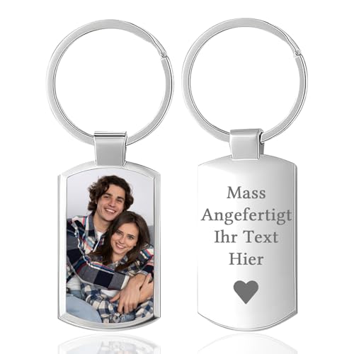 Schlüsselanhänger Personalisiert mit Gravur - Beidseitige Gravur möglich Text Telefonnummer Name, personalisiertes Schlüsselanhänger-Geschenk füR MäNner Freund (Rechteckig) von FKF