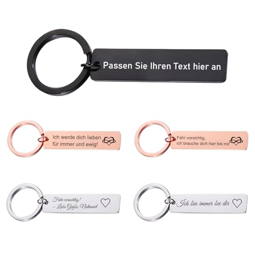 Schlüsselanhänger Personalisiert mit Gravur - Beidseitige Gravur möglich Text Telefonnummer Name, personalisiertes Schlüsselanhänger-Geschenk füR MäNner Freund (personalisierter schlüsselanhänger) von FKF