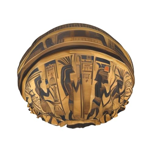Ägypten Hieroglyphics Print Wiederverwendbare Duschkappen für Frauen, zweilagige Haar-Mütze, Erwachsene Haarmütze für alle Haare von FKGKDF