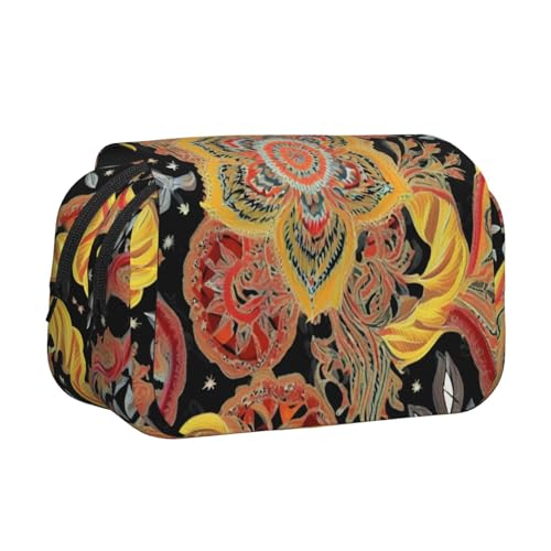Afrikanisches Textil-Patchwork-Druck, doppeltes Klapp-Federmäppchen, Reißverschlusstaschen, große Kapazität für Kunstbedarf und Reisen von FKGKDF