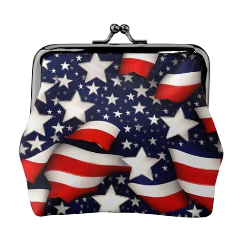 Amerikanische Flagge, Sterne, Streifen, Druck, Damen, Kussschloss, Münztasche, Mini-Geldbörse für Karten und Lippenstift, weiche, kompakte Geldbörse Amerikanische Flagge, Sterne, Streifen, Druck, Damen, Kussschloss, Münztasche, Mini-Geldbörse für Karten und Lippenstift, weiche, kompakte Geldbörse von FKGKDF