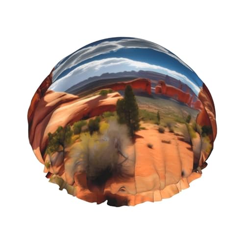 Arches National Park - Standard Druck wiederverwendbare Duschhüte für Frauen, Doppel Schicht Haarkappe, Erwachsene Haarmütze für alle Haare von FKGKDF