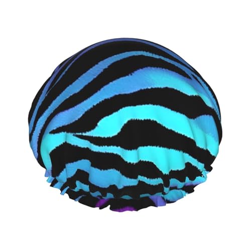Camouflage Zebra Streifen Druck Wiederverwendbar Dusch Kappe Für Damen, Doppel Schicht Haarkappen, Haarkappe Für von FKGKDF