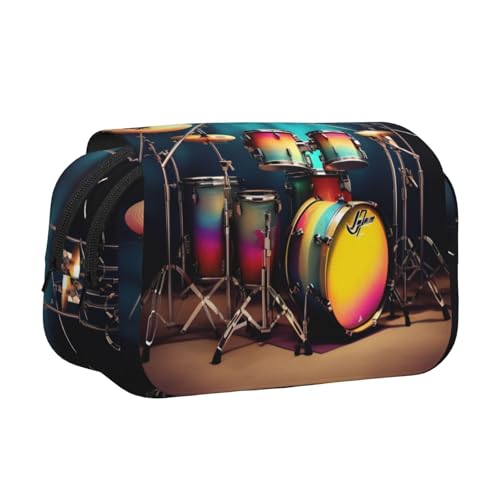 Cooles Drums Set mit doppeltem Klapp-Federmäppchen, Reißverschlusstaschen, großes Fassungsvermögen für Kunstbedarf und Reisen von FKGKDF