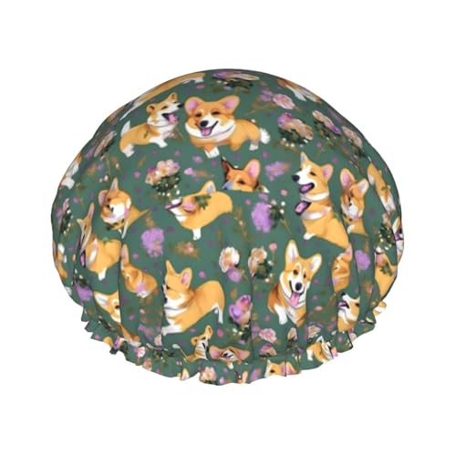 Corgi Wiederverwendbare Duschhauben für Frauen, doppellagige Haarkappe, Erwachsenen-Haarkappe für alle Haare von FKGKDF