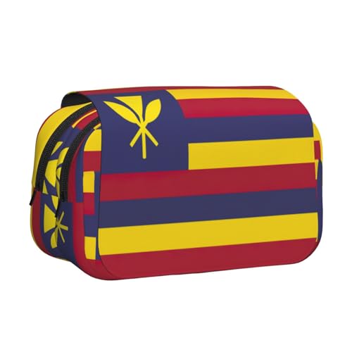 Doppel-Klapp-Federmäppchen, Reißverschlusstaschen, großes Fassungsvermögen für Kunstbedarf und Reisen mit Flagge des Königreichs von Hawaii von FKGKDF