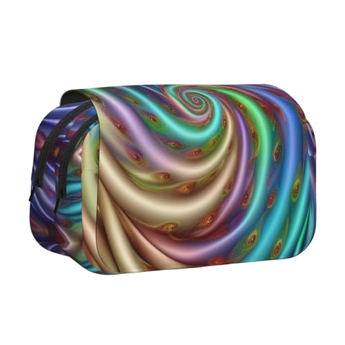 Doppel-Klappetui mit Batikdruck, Reißverschlusstaschen, großes Fassungsvermögen für Kunstbedarf und Reisen von FKGKDF