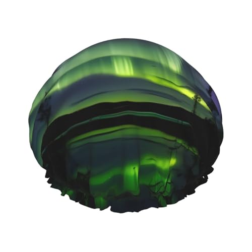 Dunkle Nordlicht Druck Wiederverwendbare Duschkappen für Frauen, Doppel Schicht Haarkappe, Erwachsene Haarmütze für alle Haare von FKGKDF