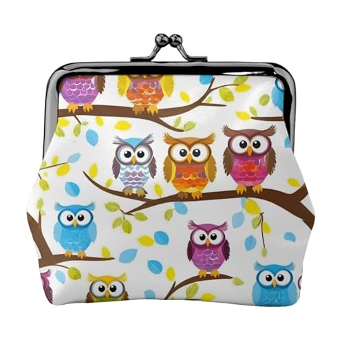 Eulen auf Baumzweigen Druck Frauen Kiss Lock Münztasche Mini Geldbörse für Karten und Lippenstift Weiche kompakte Geldbörse von FKGKDF