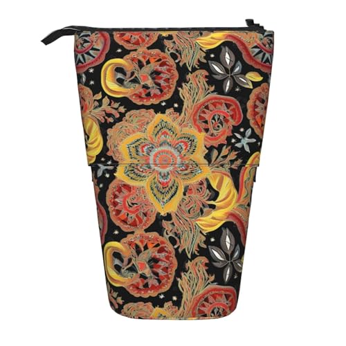 FKGKDF Federmäppchen mit afrikanischem Textil-Patchwork-Druck, Teleskop-Bleistifttasche, tragbar für Büro von FKGKDF